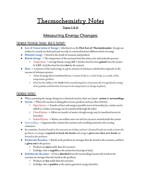 Thermochemistry Notes Lessons 1-15 - Thermochemistry Notes Topics 5 ...