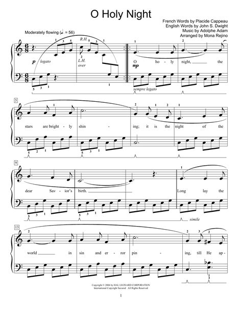 O Holy Night by Adolphe Adam Sheet Music for Educational Piano at Sheet Music Direct