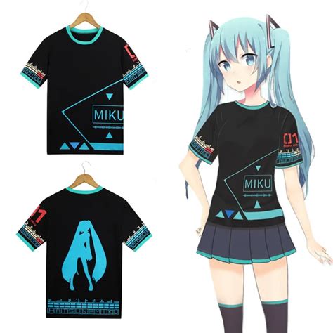 New Fashion T shirt Vocaloid Cosplay Hatsune Miku Short Sleeve T shirts Summer Tops Tee Shirt ...