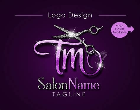 Hair Salon Logo, Salon Name Initials Logo, Bling Diamond Scissors Logo, Hair Collection Logo ...