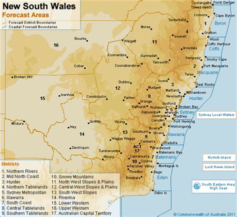 New South Wales Forecast Areas