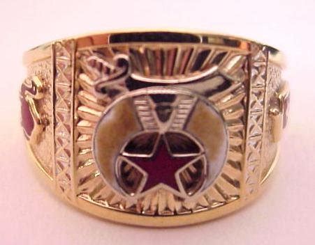 Sharp Shriner Ring, 10K Gold, Camel/Fez Symbols | #48106026