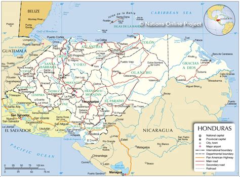 Administrative Map of Honduras - Nations Online Project