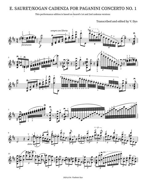 Sauret/Kogan - CADENZA for Paganini's Concerto No. 1 (based on 1st & 2nd versions) + BONUS: 4 ...