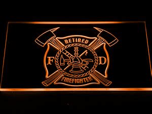 Fire Department Retired Fire Fighter LED Neon Sign - Orange ...