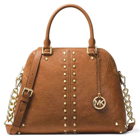 Michael Kors - Michael Kors Astor Large Studded Leather Satchel (Walnut ...