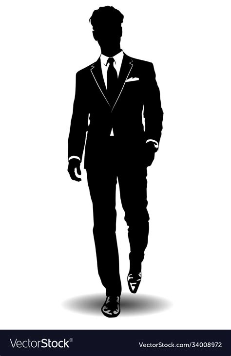 Black and white silhouette a man in business Vector Image