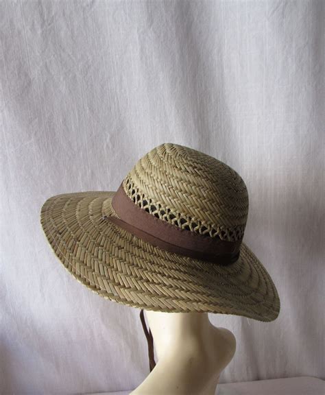 STRAW HAT Chin strap Outdoor sun boating camping unisex shade beach Hollywood Wedding, Cloche ...