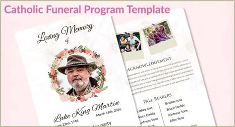 Catholic Funeral Program Template Psd Free Download - Resume Example ...