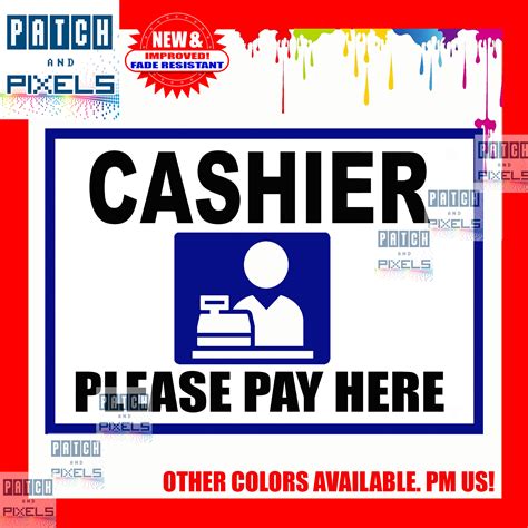 Cashier/Pay Here Sign /Take Out Counter Sign Laminated/PVC/Sticker (8 X 11 inches) | Lazada PH