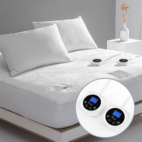 King Size Electric Zoned Heated Mattress Pad Cover Dual Control,Heating Blanket with Timer ...