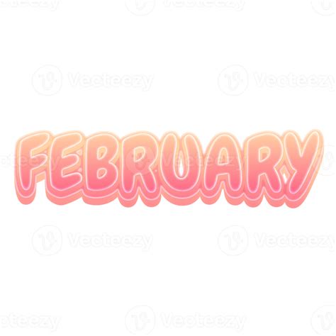 February Cute 3D Text Pastel Color 11728754 PNG