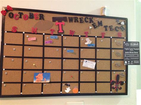 TTU corkboard Calendar | Cork board, Diy calendar, Corkboard calendar