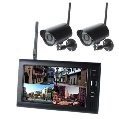 7 inch Digital TFT 2.4G Wireless Cameras Audio Video Baby Monitors 4CH Quad DVR Security System ...