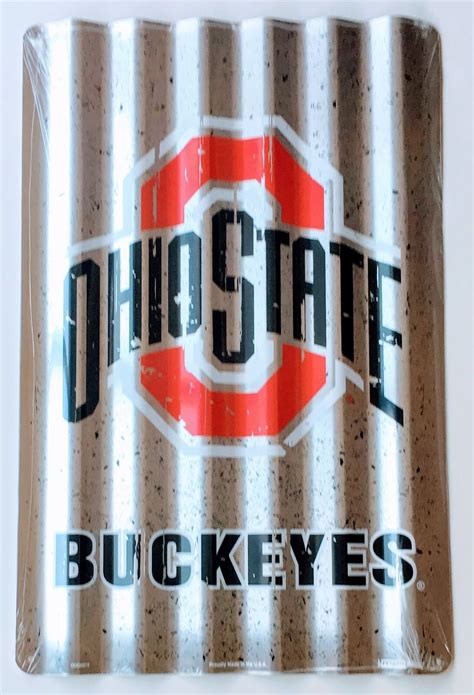 OHIO STATE BUCKEYES CORRUGATED METAL SIGN 12 X 18" TIN UNIVERSITY RETRO MAN CAVE | eBay