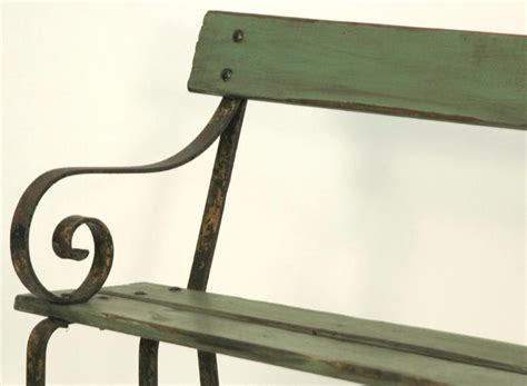 French Painted Metal and Wood Garden Bench at 1stDibs