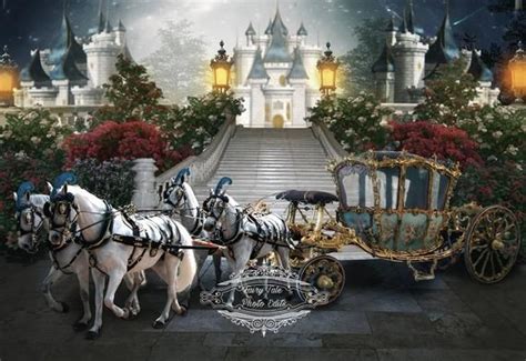 Cinderella Princess Carriage Blue Castle baby shower backdrops High quality Com… | Digital ...