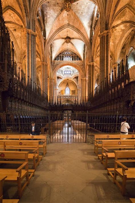 Interior Of The Barcelona Cathedral, Catalonia, Spain Editorial ...