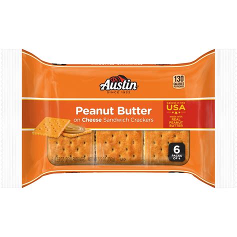 Austin Peanut Butter on Cheese Sandwich Crackers, 5.5 oz, 6 Count - Walmart.com