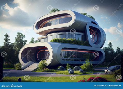 Conceptual Futuristic House of the Future, Ai Illustration. Comportable ...