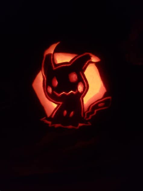 My husband's Mimikyu pumpkin is so cute! | Pumpkin carving, Halloween pumpkin carving stencils ...