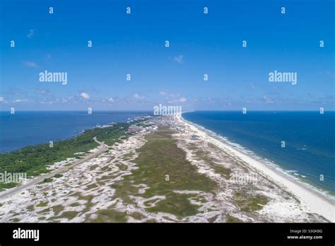 Aerial view of Fort Morgan beach Stock Photo - Alamy