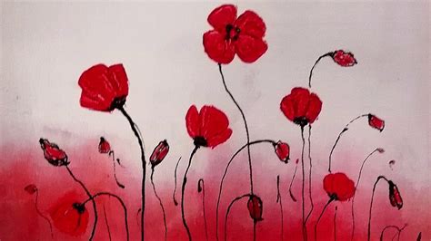 Easy Satisfying Acrylic Painting Technique for Beginners - Red Poppies ...