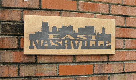 East Nashville sign with skyline Tennnessee sign Nashville