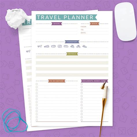 Travel Itinerary Template - Printable PDF