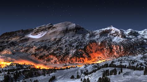 Ice mountains landscapes snow night fire deviantart high definition hdr photography skyscapes ...