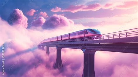 A captivating image of a futuristic train traversing a platform ...