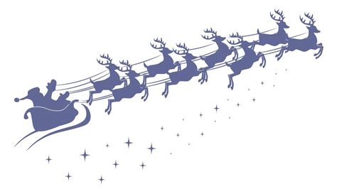 Silhouette of santa claus riding on reindeer sleigh 12786722 Vector Art ...