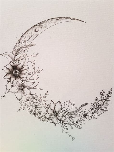 Flower Moon Tattoo Design