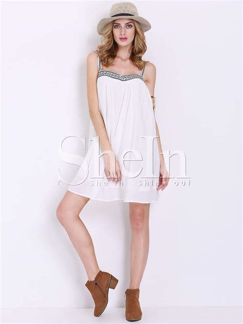 White Spaghetti Strap Backless Dress -SheIn(Sheinside)