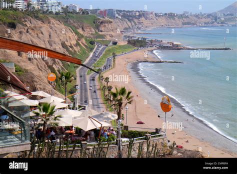 Lima Peru Miraflores Malecon de la Reserva Larcomar shopping center Stock Photo, Royalty Free ...