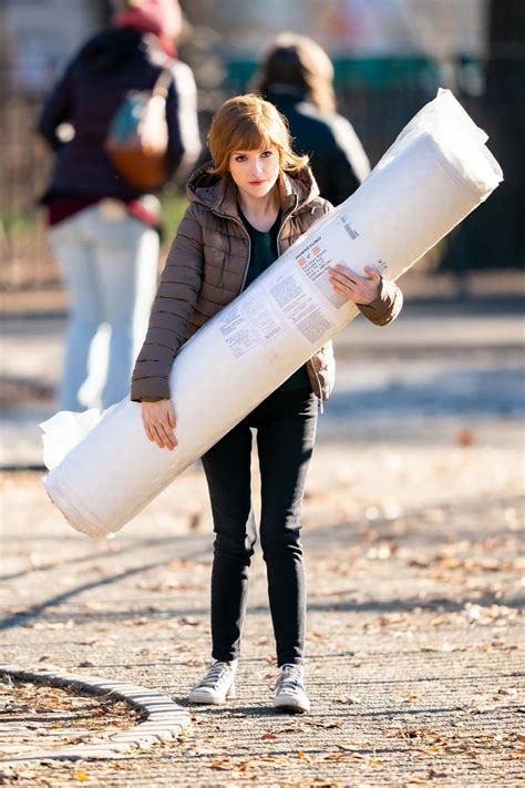 Anna Kendrick spotted carrying a mattress while filming scenes for 'Love Life' in New York City