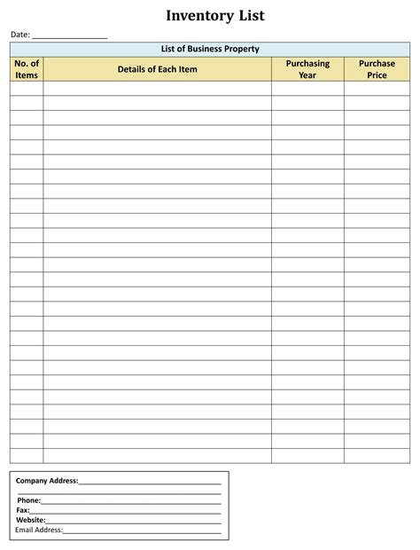 Free Blank Inventory Sheet Printable - Printable Form, Templates and Letter