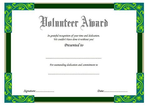 Stunning Volunteer Of The Year Certificate 10 Best Awards