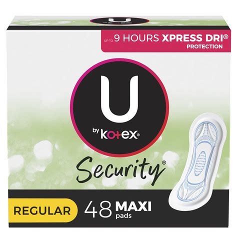 U by Kotex Security Maxi Feminine Pads, Regular Absorbency, Unscented, 48 Count - Walmart.com ...