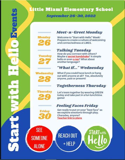 Start with Hello Week at LMES September 26-30