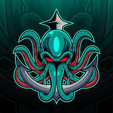 Premium Vector | Kraken octopus esport mascot logo