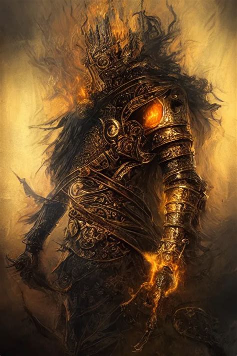 portrait of a God made of fire, Dark Souls 3 themed, | Stable Diffusion