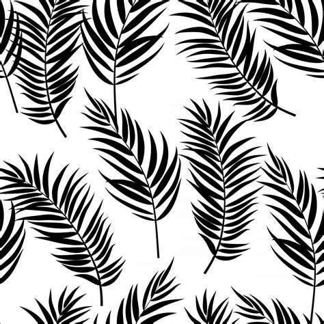 Beautiful Palm Tree Leaves Silhouette, Seamless Pattern Background Vector Illustration 2478255 ...