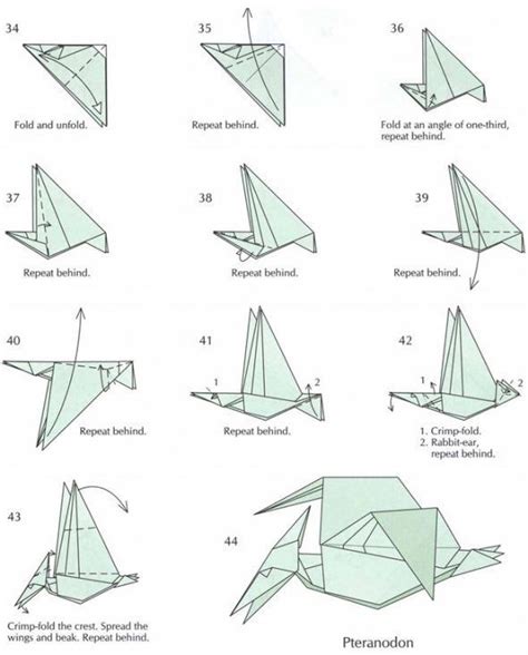 Origami Diagram. Origami chart. Origami dinosaur. How to make an ...