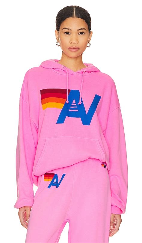 Aviator Nation Logo Pullover Hoodie in Neon Pink | REVOLVE