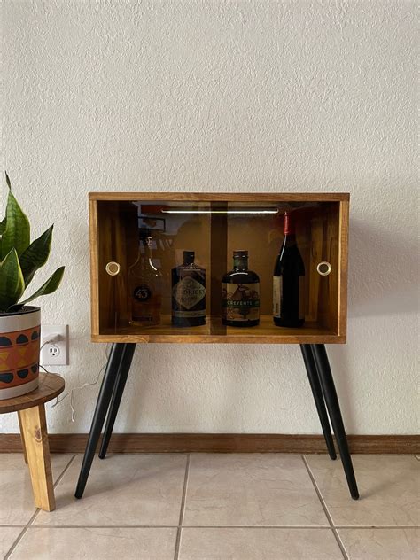 Mid-century Modern Bar Cabinet With Interior Light and Plexiglass Doors ...