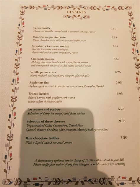 Menu at The Ivy St Helen's Square York restaurant, York, 2 St. Helen’s Square