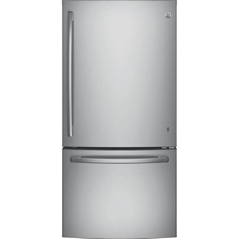 GE 24.8 cu. ft. Bottom Freezer Refrigerator in Stainless Steel-GDE25ESKSS - The Home Depot