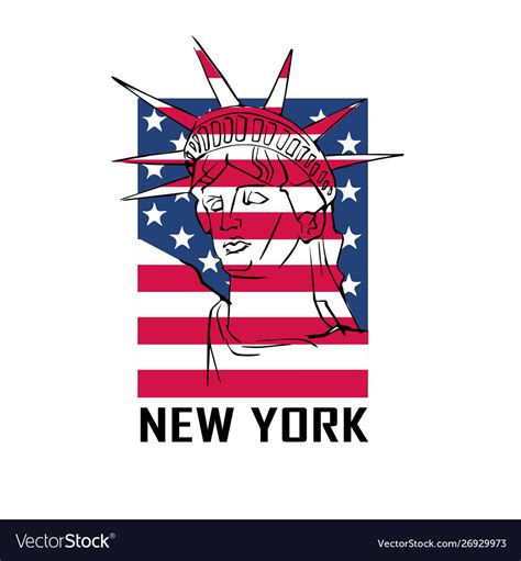 Flag for new york city logo with state liberty Vector Image