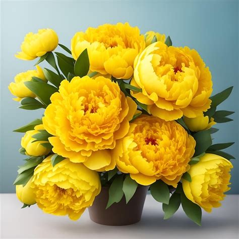 Premium AI Image | Vibrant_yellow_peony_bouquet